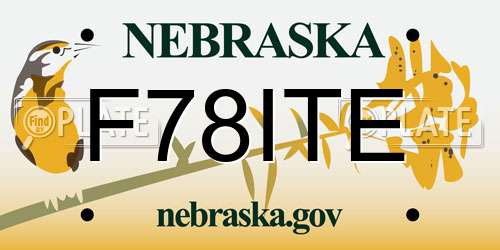 F78ITE Nebraska License Plate