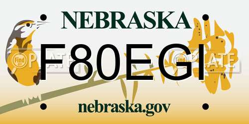 F80EGI Nebraska License Plate