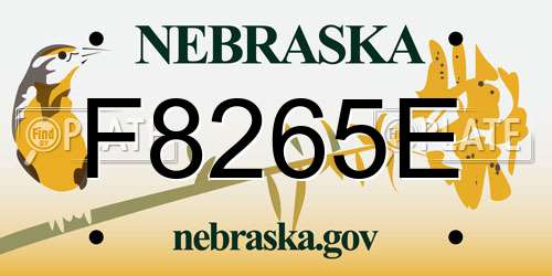 F8265E Nebraska License Plate