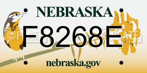 F8268E Nebraska License Plate