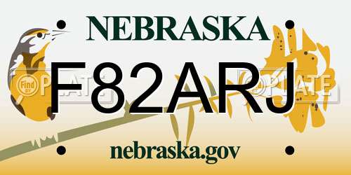 F82ARJ Nebraska License Plate