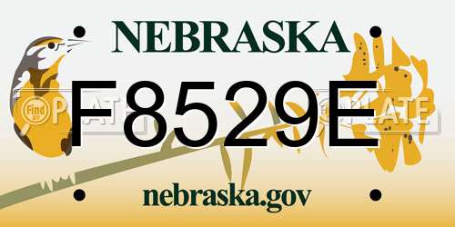 F8529E Nebraska License Plate