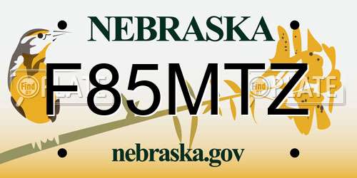 F85MTZ Nebraska License Plate
