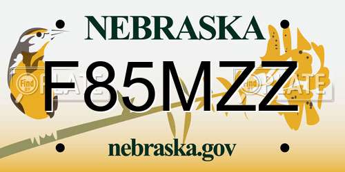 F85MZZ Nebraska License Plate