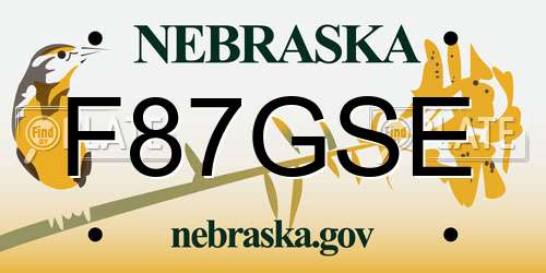 F87GSE Nebraska License Plate