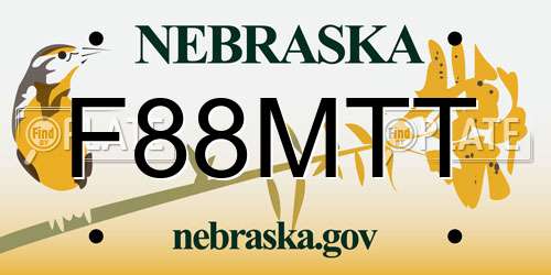 F88MTT Nebraska License Plate