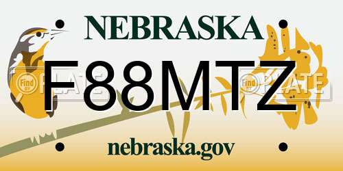 F88MTZ Nebraska License Plate