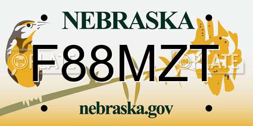 F88MZT Nebraska License Plate
