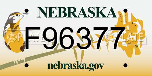 F96377 Nebraska License Plate