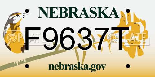 F9637T Nebraska License Plate