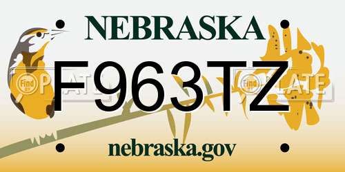 F963TZ Nebraska License Plate