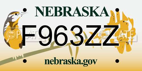 F963ZZ Nebraska License Plate