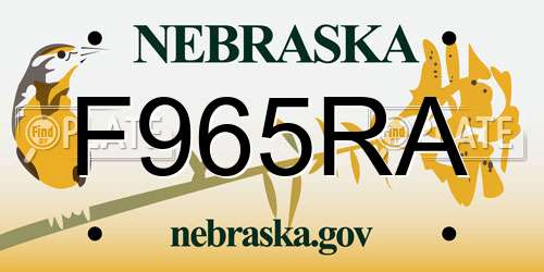 F965RA Nebraska License Plate