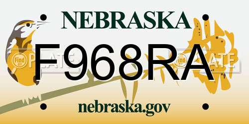 F968RA Nebraska License Plate