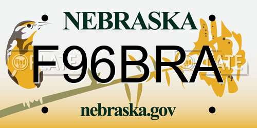 F96BRA Nebraska License Plate