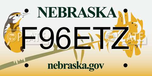 F96ETZ Nebraska License Plate