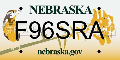 F96SRA Nebraska License Plate