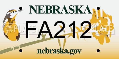 FA212 Nebraska License Plate