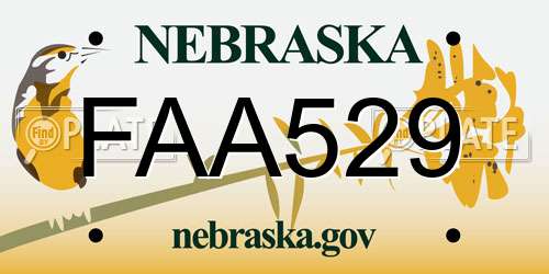 FAA529 Nebraska License Plate