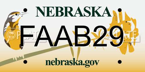 FAAB29 Nebraska License Plate