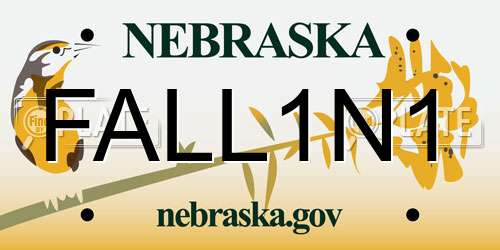 FALL1N1 Nebraska License Plate