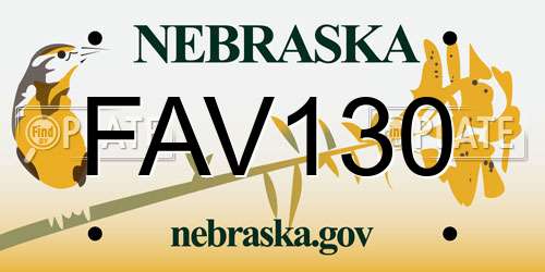 FAV130 Nebraska License Plate