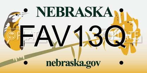 FAV13Q Nebraska License Plate