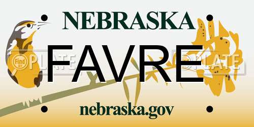 FAVRE Nebraska License Plate