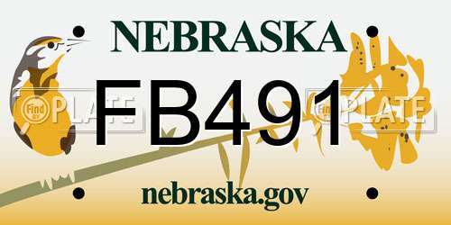 FB491 Nebraska License Plate