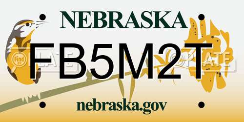 FB5M2T Nebraska License Plate