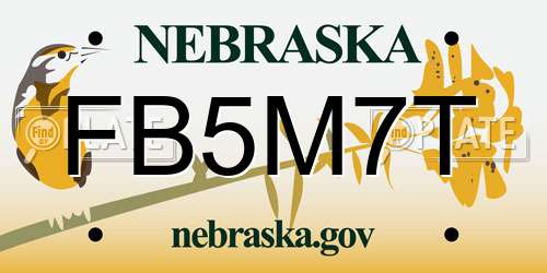 FB5M7T Nebraska License Plate