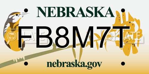 FB8M7T Nebraska License Plate