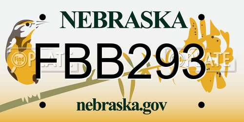 FBB293 Nebraska License Plate
