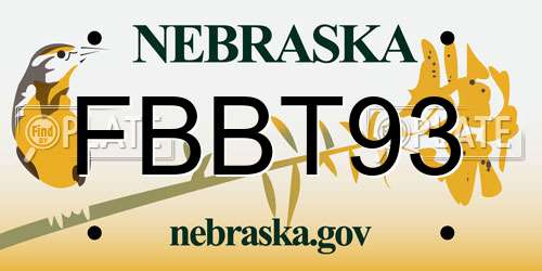 FBBT93 Nebraska License Plate
