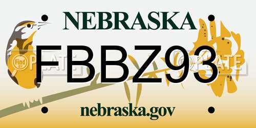 FBBZ93 Nebraska License Plate
