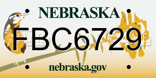 FBC6729 Nebraska License Plate