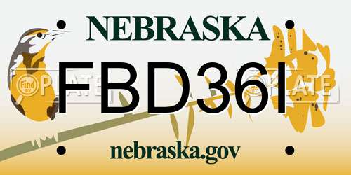 FBD36I Nebraska License Plate