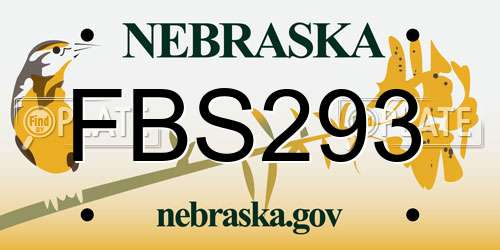 FBS293 Nebraska License Plate