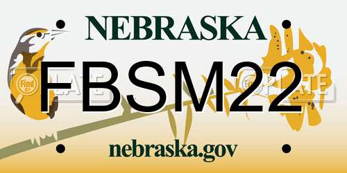 FBSM22 Nebraska License Plate