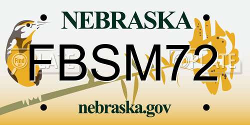 FBSM72 Nebraska License Plate