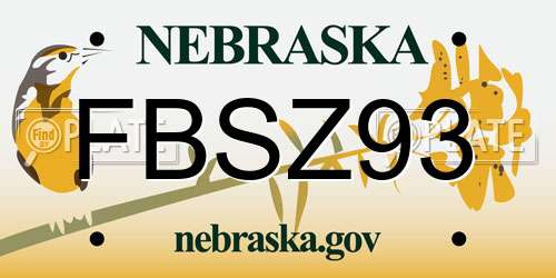 FBSZ93 Nebraska License Plate
