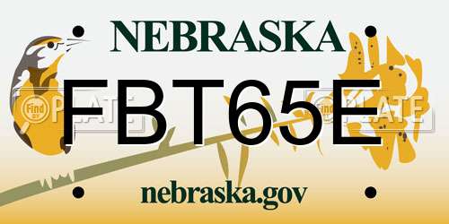 FBT65E Nebraska License Plate
