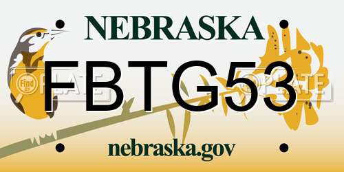 FBTG53 Nebraska License Plate