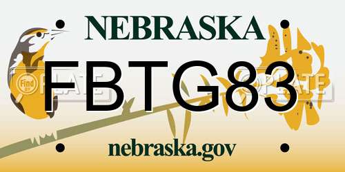 FBTG83 Nebraska License Plate