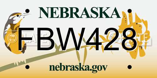 FBW428 Nebraska License Plate