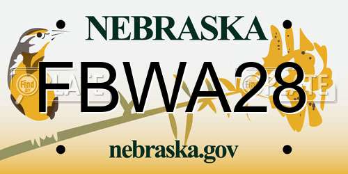 FBWA28 Nebraska License Plate