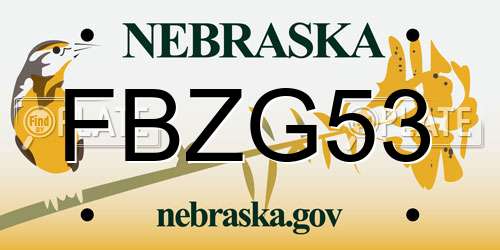 FBZG53 Nebraska License Plate