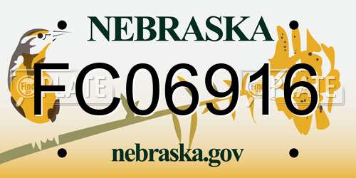 FC06916 Nebraska License Plate