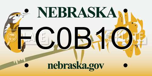 FC0B1O Nebraska License Plate
