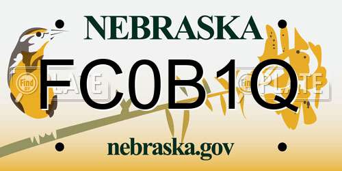 FC0B1Q Nebraska License Plate